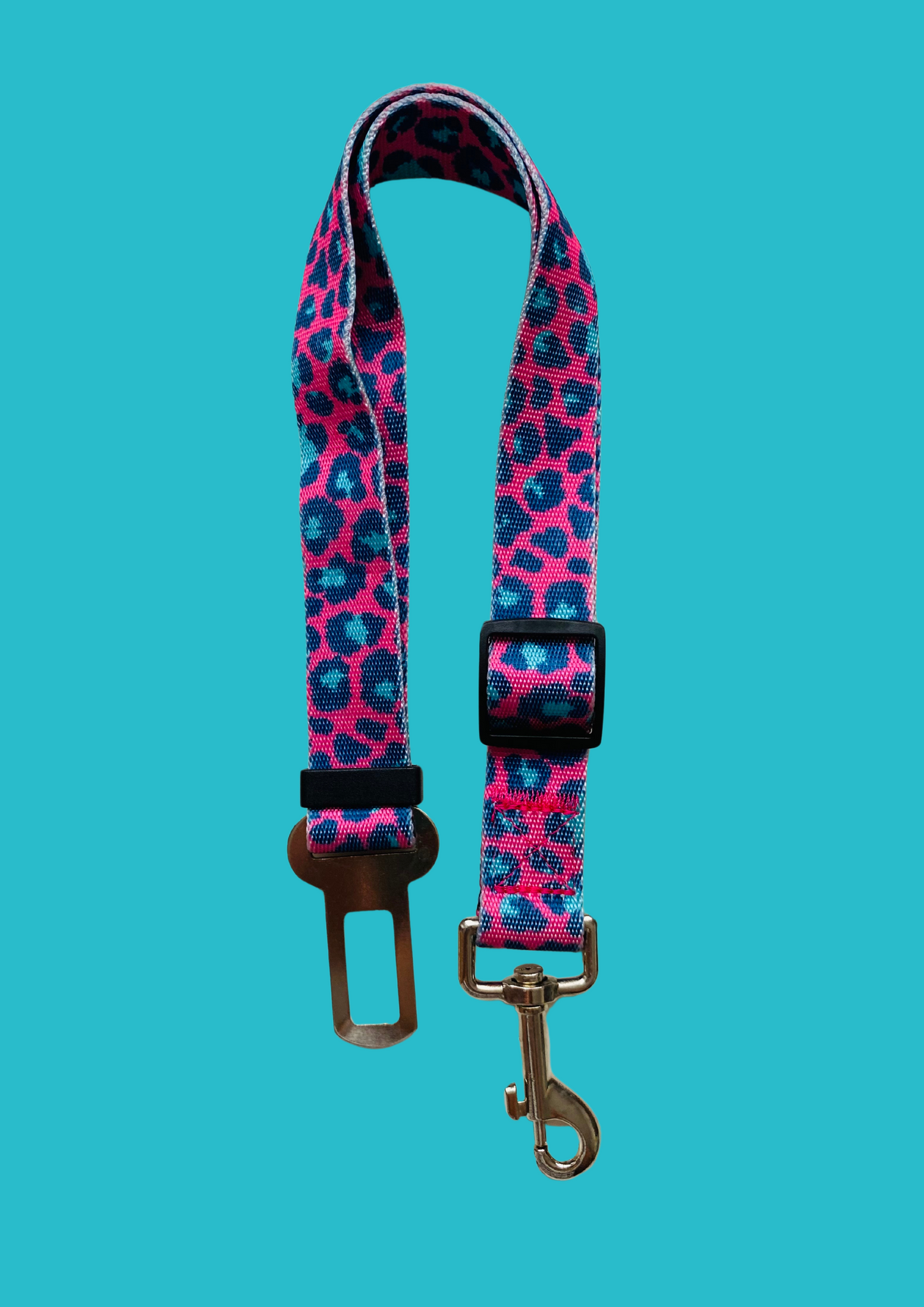 Autogurt mit Leopardenmuster in pink und türkis