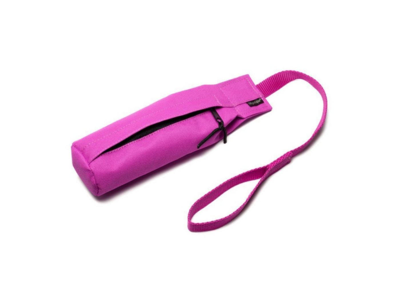 Dummy für Hunde in pink aus Stoff und mit einer Schlaufe. Länglich ist ein Reißverschluß angebracht.
