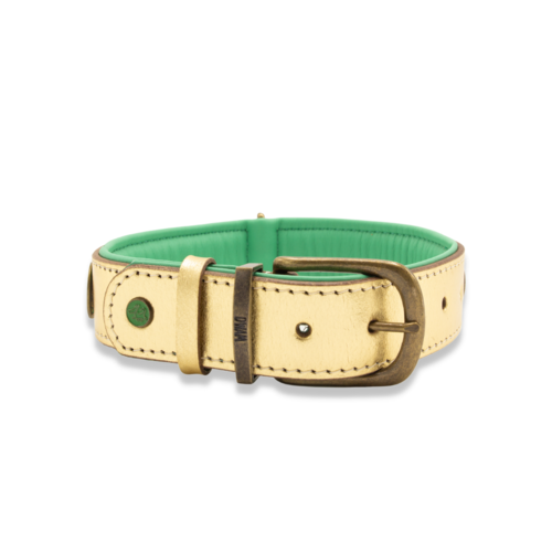 Halsband mit grünem Innenfutter und außen gold